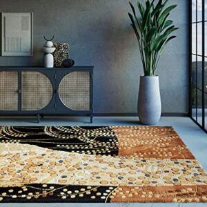 Momeni Rugs New Wave Collection, 100% Wool Hand Carved & Tufted Contemporary Area Rug, 8' x 11', Black