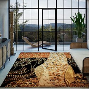 Momeni Rugs New Wave Collection, 100% Wool Hand Carved & Tufted Contemporary Area Rug, 8' x 11', Black