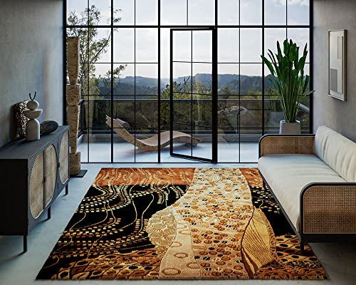 Momeni Rugs New Wave Collection, 100% Wool Hand Carved & Tufted Contemporary Area Rug, 8' x 11', Black