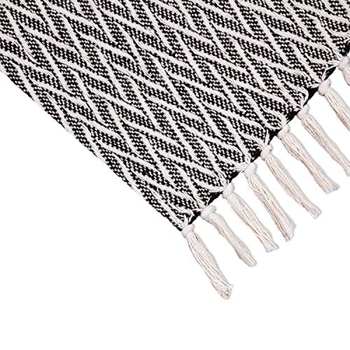 Americanflat 100% Cotton Throw Blanket for Couch - 50x60 - All Seasons Neutral Lightweight Cozy Soft Blankets & Throws for Bed, Sofa or Chair.door or Outdoor Use [Black Cream Chevron]