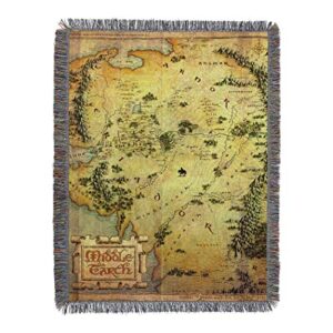 northwest warner bros the hobbit, middle earth woven tapestry throw blanket, 48″ x 60