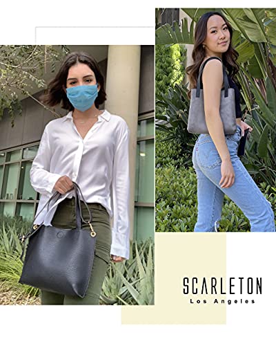 Scarleton Leather Tote Bag for Women, Womens Purses and Handbags, Reversible Tote Bags for Women, Purses for Women, H184220190103 - Black/Grey
