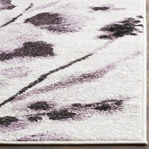 SAFAVIEH Adirondack Collection 3' x 5' Ivory / Purple ADR127L Floral Watercolor Non-Shedding Living Room Bedroom Accent Rug