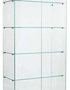 Displays2go Tempered Glass Frameless Design Display Case with 4 Shelves and Black Laminate Base, 31 x 71 x 15-3/4-Inch (IFDC8040BK)