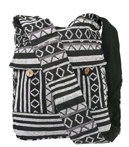 tribe azure aztec black white woven handmade crossbody hobo women shoulder bag sling casual large