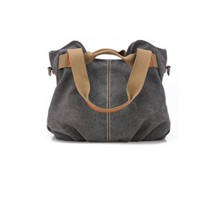 Chikencall® Women Bags Casual Vintage Hobo Canvas Mulit-Pocket Daily Purse Top Handle Shoulder Tote Shopper Christmas Handbags Grey