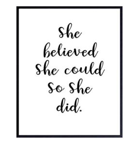 wall art print typography – 8×10 unframed photo – makes a great gift for home decor – she believed she could – motivational and inspirational