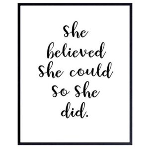 Wall Art Print Typography - 8x10 Unframed Photo - Makes a Great Gift for Home Decor - She Believed She Could - Motivational and Inspirational