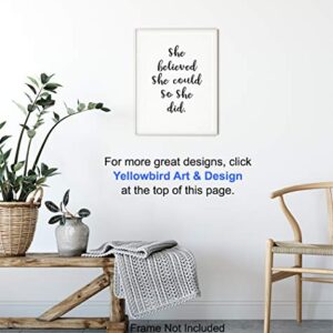 Wall Art Print Typography - 8x10 Unframed Photo - Makes a Great Gift for Home Decor - She Believed She Could - Motivational and Inspirational