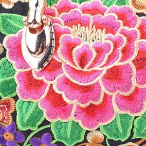 VINTAGE EMBROIDERY V.E. Women's Designer Large Top Handle Structured Tote Bag Satchel Handbag Shoulder Bag Purse … (2 Red Flower)