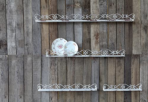 Creative Co-Op Farmhouse Decorative Iron Ledges, Distressed Cream, Set of 4 Sizes