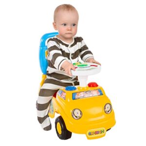 Lil' Rider Kids Push Car – Scoot and Ride Car Walker with Steering Wheel, Lights, Sounds, Music for Babies and Toddlers – Learning to Walk Toys