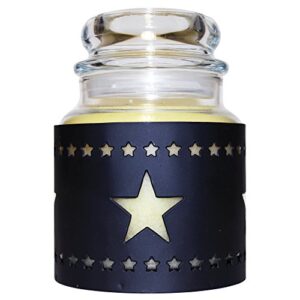 a cheerful giver metal candle sleeve – 4″ black star sleeve fits 16 oz. & 24 oz. cheerful jar candles – rustic candle accessories