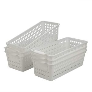 fiazony 6-pack small plastic storage baskets/trays organizer, white