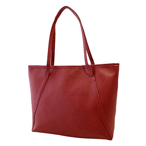 WUAI Women's Fashion Leather Top Messenger Bag Hobo Handbag Shoulder Bag Tote PU Purse Satchel Bag for Work Shopping Wine