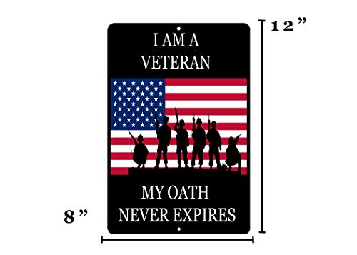 Rogue River Tactical USA Flag Veteran Oath Metal Tin Sign Wall Decor Man Cave Bar Military