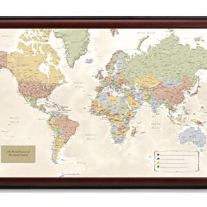 Map Your Travels Deluxe Push Pin World Map | Premium Wood Frame | Personalized Gift Map | Handmade in Minnesota | 33" x 21"