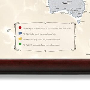 Map Your Travels Deluxe Push Pin World Map | Premium Wood Frame | Personalized Gift Map | Handmade in Minnesota | 33" x 21"