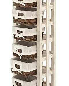 Deco 79 Wood 6 Baskets and 2 Doors Storage Unit, 16" x 11" x 50", White