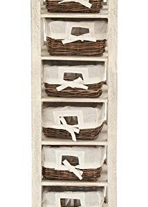 Deco 79 Wood 6 Baskets and 2 Doors Storage Unit, 16" x 11" x 50", White