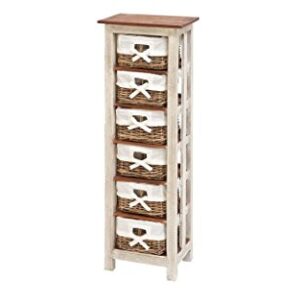 Deco 79 Wood 6 Baskets and 2 Doors Storage Unit, 16" x 11" x 50", White