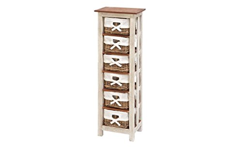 Deco 79 Wood 6 Baskets and 2 Doors Storage Unit, 16" x 11" x 50", White