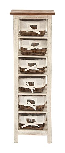 Deco 79 Wood 6 Baskets and 2 Doors Storage Unit, 16" x 11" x 50", White