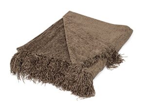 birdrock home internet’s best chenille throw blankets – taupe – ultra soft couch blanket with fringe – light weight sofa throw – 100% microfiber polyester – easy travel – bed – 50 x 60