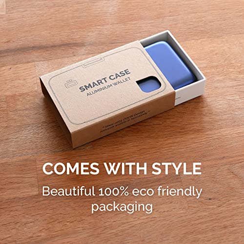 ÖGON -DESIGNS- Aluminum wallet smart case RFID Blocking – The original minimalist slim card holder for men and woman - Navy Blue