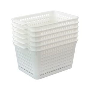 fiazony 6-pack white plastic storage basket, office storage baskets
