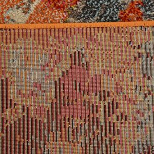 Unique Loom Estrella Collection Modern, Abstract, Light Colors, Distressed Area Rug, 5 ft x 8 ft, Orange/Beige