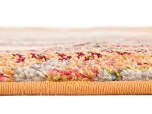 Unique Loom Estrella Collection Modern, Abstract, Light Colors, Distressed Area Rug, 5 ft x 8 ft, Orange/Beige