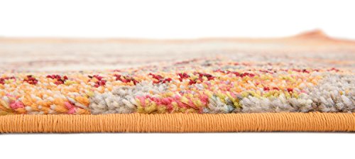 Unique Loom Estrella Collection Modern, Abstract, Light Colors, Distressed Area Rug, 5 ft x 8 ft, Orange/Beige