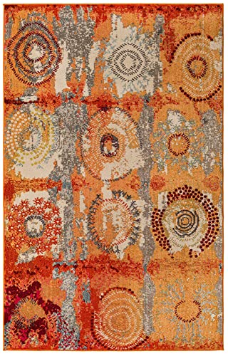 Unique Loom Estrella Collection Modern, Abstract, Light Colors, Distressed Area Rug, 5 ft x 8 ft, Orange/Beige