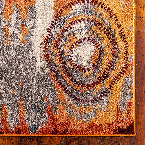 Unique Loom Estrella Collection Modern, Abstract, Light Colors, Distressed Area Rug, 5 ft x 8 ft, Orange/Beige