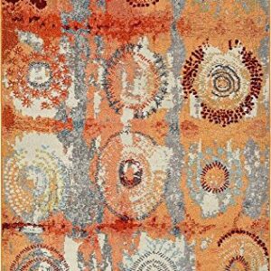 Unique Loom Estrella Collection Modern, Abstract, Light Colors, Distressed Area Rug, 5 ft x 8 ft, Orange/Beige