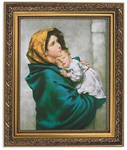gerffert collection madonna of the streets framed portrait print, 13 inch (ornate gold tone finish frame)