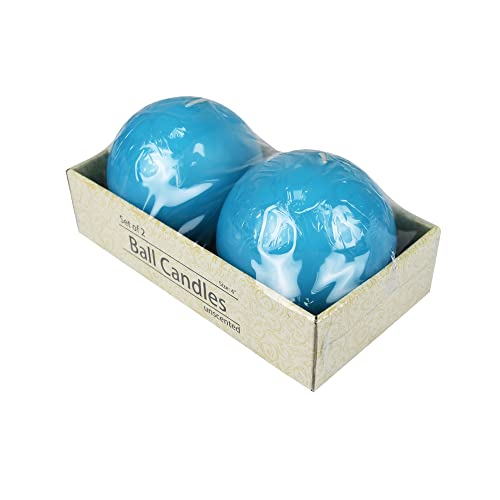 Zest Candle 2-Piece Ball Candles, 4-Inch, Turquoise