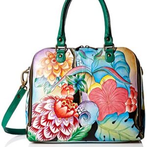 Anuschka Anna Hand Painted Leather Women's Organizer Satchel, Whimsical Garden