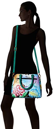 Anuschka Anna Hand Painted Leather Women's Organizer Satchel, Whimsical Garden