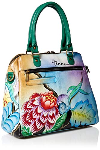 Anuschka Anna Hand Painted Leather Women's Organizer Satchel, Whimsical Garden