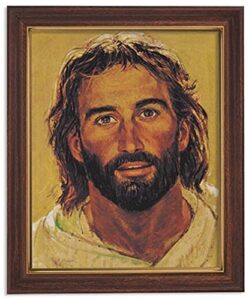gerffert collection jesus christ framed portrait print, 13 inch (wood tone finish frame)