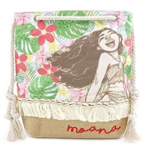 loungefly moana canvas and burlap tote bag, multi-colored, standard