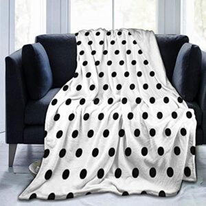 Fleece Plush Throw Blanket Comforter Classic Black White Polka Dot Faux Fur Soft Cozy Warm Fluffy Microfiber Fuzzy Blanket for Bed Couch Sofa Chair Fall Nap Travel Camp Picnic