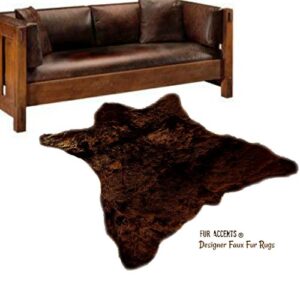 bear skin rug – plush shag – pelt – hide – sheepskin – throw carpet – luxury faux fur (5’x6′, dark brown)