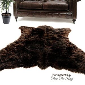 Bear Skin Rug - Plush Shag - Pelt - Hide - Sheepskin - Throw Carpet - Luxury Faux Fur (5'x6', Dark Brown)