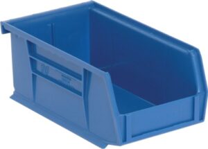 quantum qus220 plastic storage stacking ultra bin, 7-inch by 4-inch by 3-inch, blue, case of 24