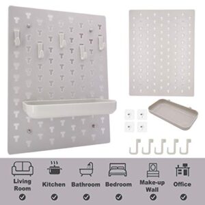 iidesign decorative plastic pegboard, ez mount wall shelf for living room bathroom kitchen office, wall decor storage organizer (grey)