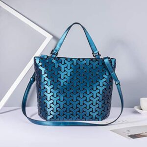 Geometric Luminous Purses and Handbags Holographic Reflective Crossbody Bag Wallet Flash Rainbow Tote Blue