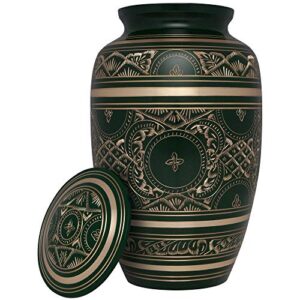 Irish Green Funeral Urn by Liliane Memorials - Cremation Urn for Human Ashes - Hand Made in Brass - Suitable for Cemetery Burial or Niche - Large Size fits Remains of Adults up to 200 lbs - Cassis